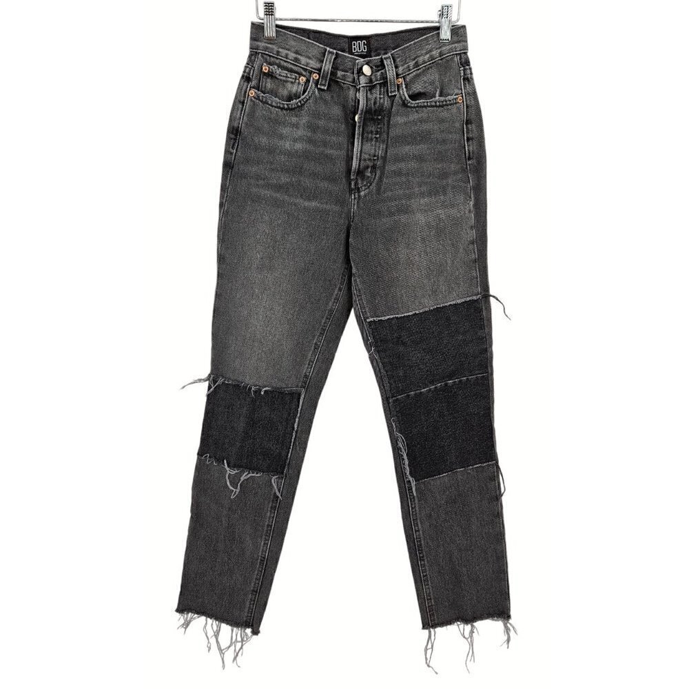 BDG Slim Straight Jeans Sz 26 2 High Rise Button Fly Patchwork Frayed Distressed